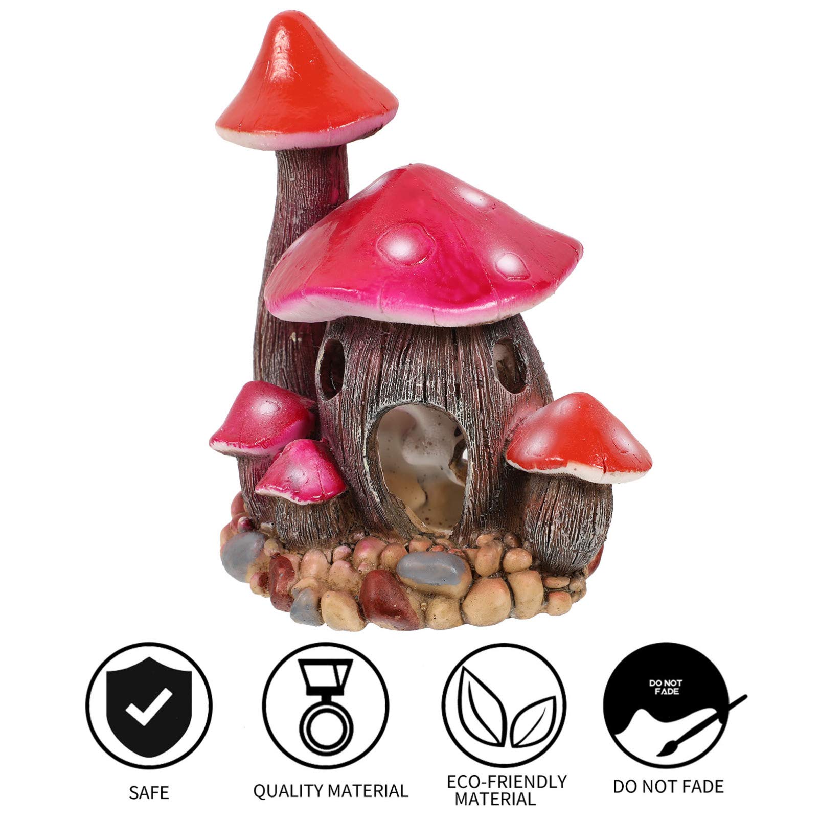 Balacoo Resin Mushroom House Aquarium Ornament - Fish Tank Decoration, Betta Hideout & Shrimp Cave for Small Aquatic Pets | Fairy Tale Underwater Landscape for Home & Office Aquariums