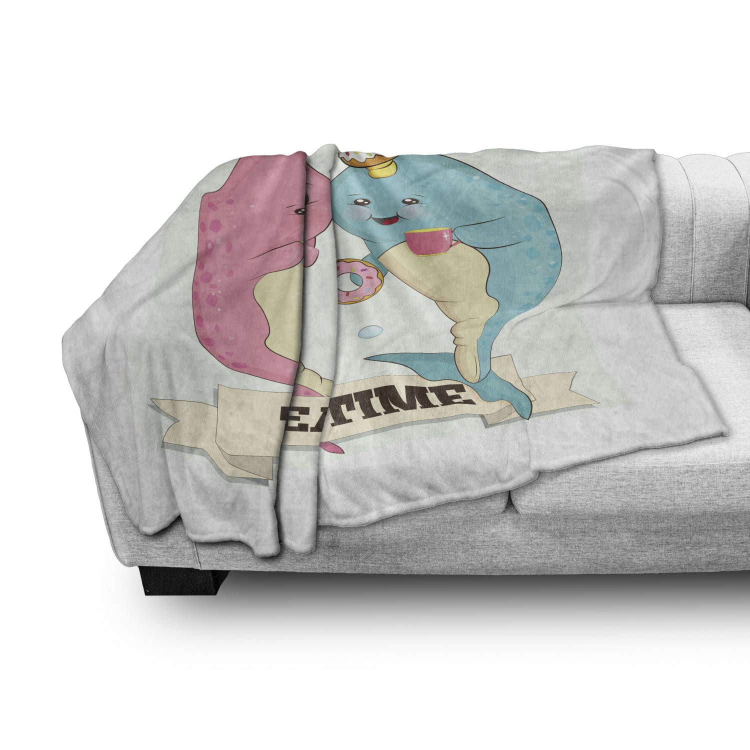 Ambesonne Narwhal Flannel Fleece Throw Blanket - Soft 60
