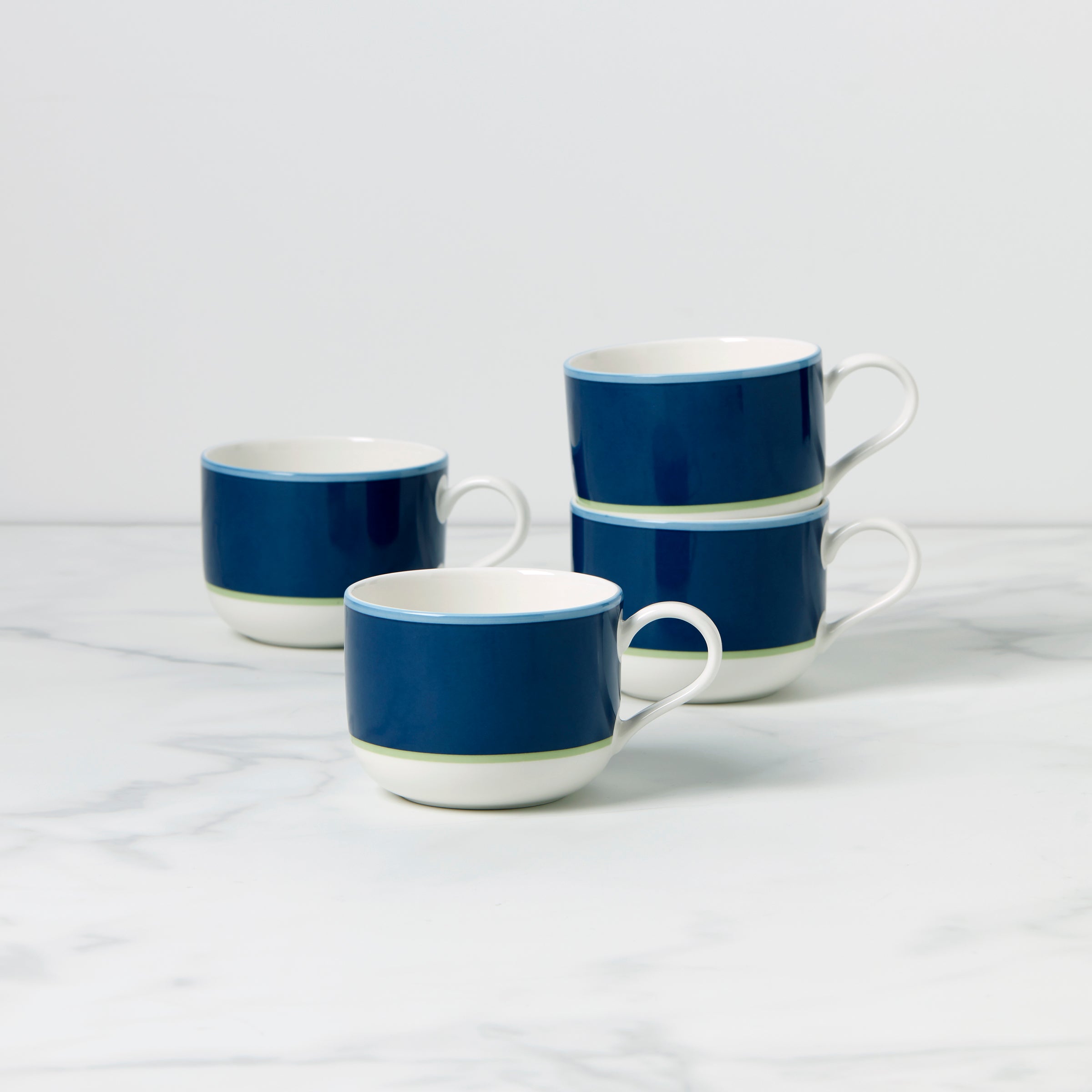 Make It Pop Mugs - Set of 4 Navy & Green Coffee Cups - Perfect for Home, Office, and Gift Giving