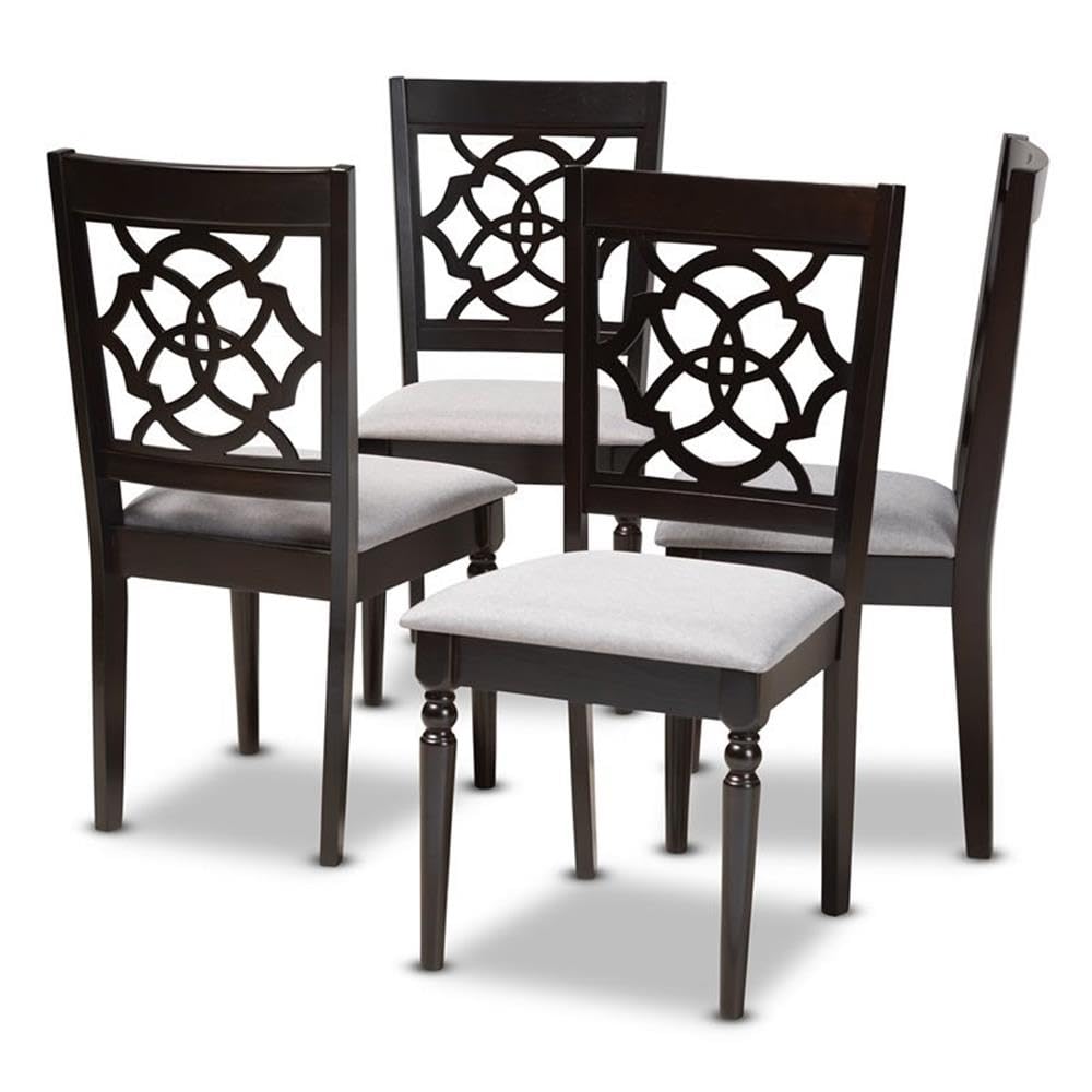 Baxton Studio Renaud Wood Dining Chairs Set of 4 - Gray & Espresso Finish - Modern Kitchen & Dining Room Furniture for Home & Restaurant Use