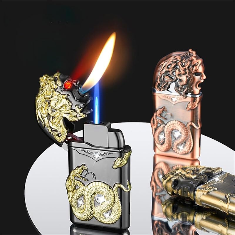 Dual Flame Butane Lighter - Windproof Torch for Cigarettes Indoor & Outdoor Use