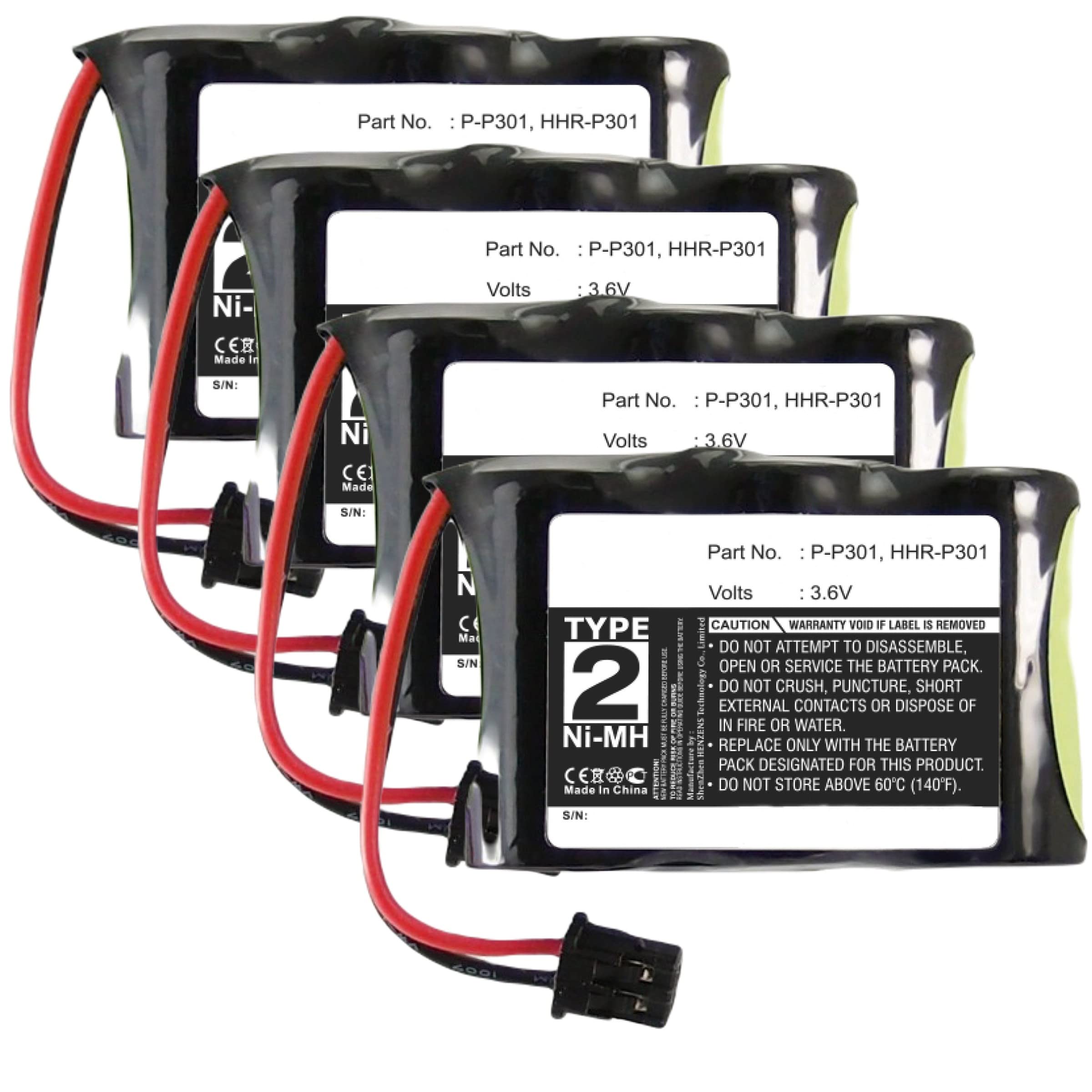 Replacement Cordless Phone Batteries for Panasonic KX-TC165B - 3.6V 350mAh Ni-CD Ultra High Capacity Battery Pack (Set of 4) | Perfect for Home & Office Cordless Phones, Long-Lasting Power Solution