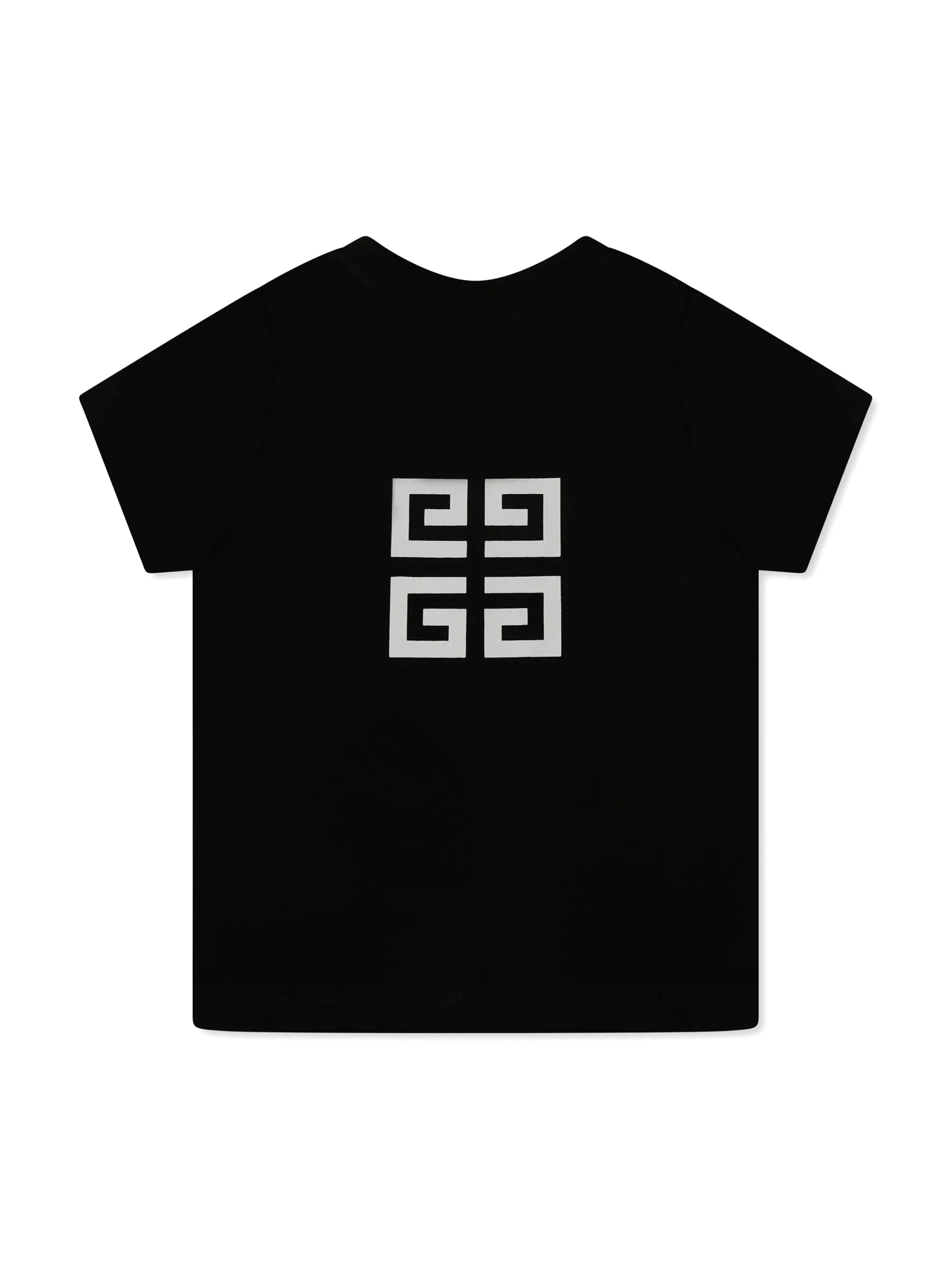 4G Logo Baby Boys Black T-Shirt - Soft & Comfortable Cotton Tee for Playdates & Everyday Wear