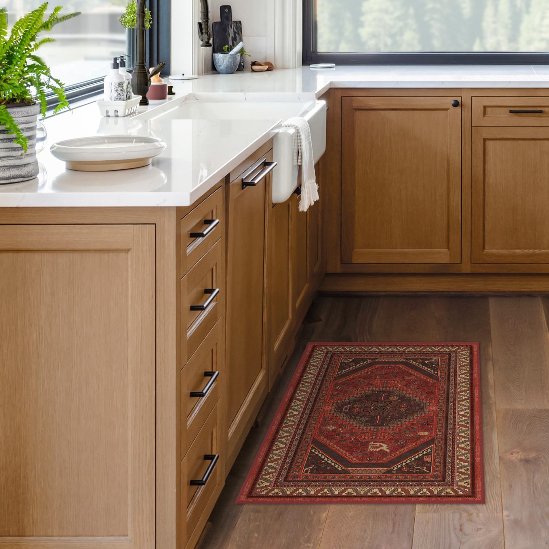 Ruggable Washable 2x3 Area Rug | Zareen Scarlet Red | Non-Slip Premium Rug for Living Room, Bedroom, Kitchen, Office & Classroom | Perfect for High-Traffic Areas & Pet-Friendly Homes
