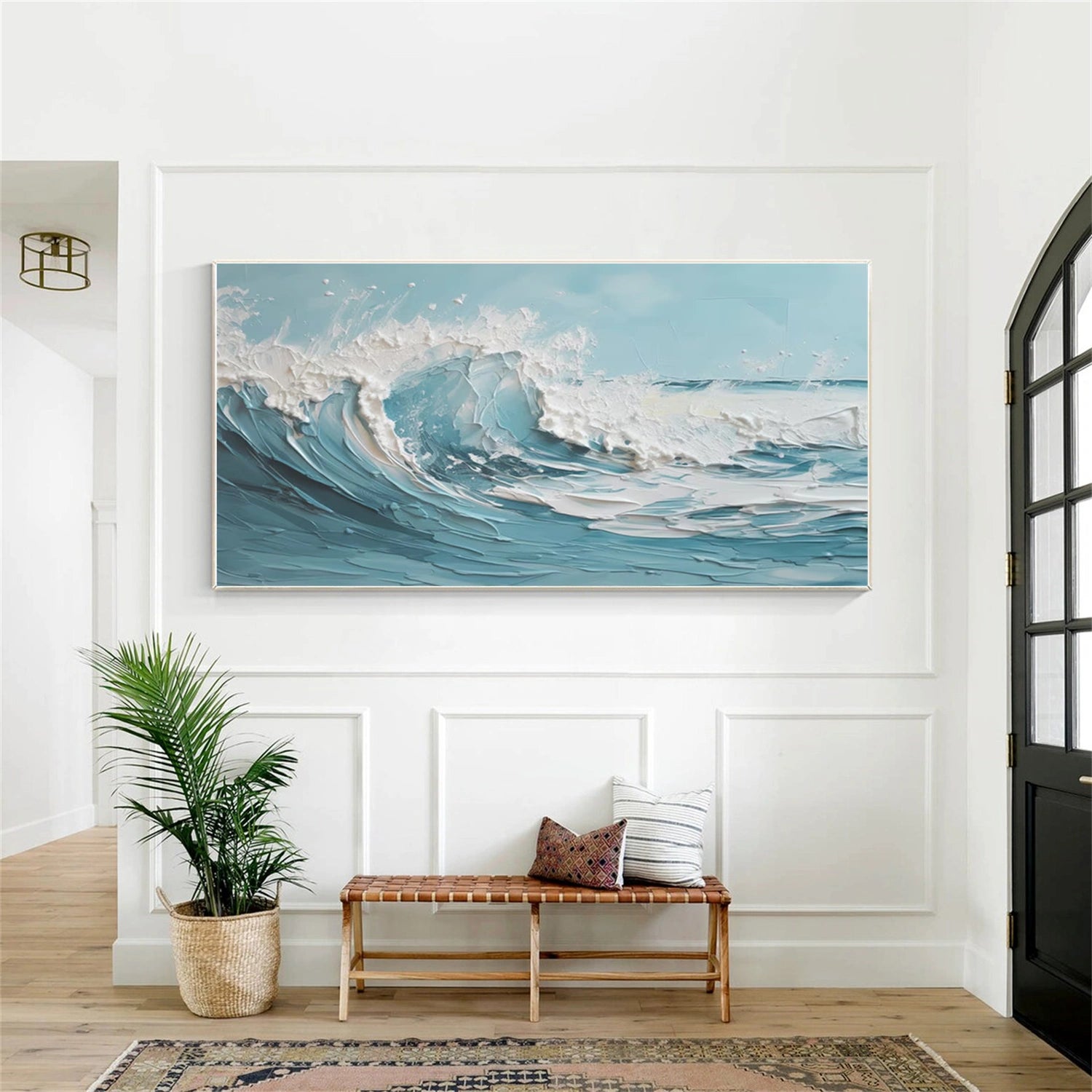 Blue & White Ocean and Sky Abstract Texture Canvas Art Wall Decor - Perfect for Living Room, Bedroom, or Office | Modern Coastal Home Decor | Ready to Hang