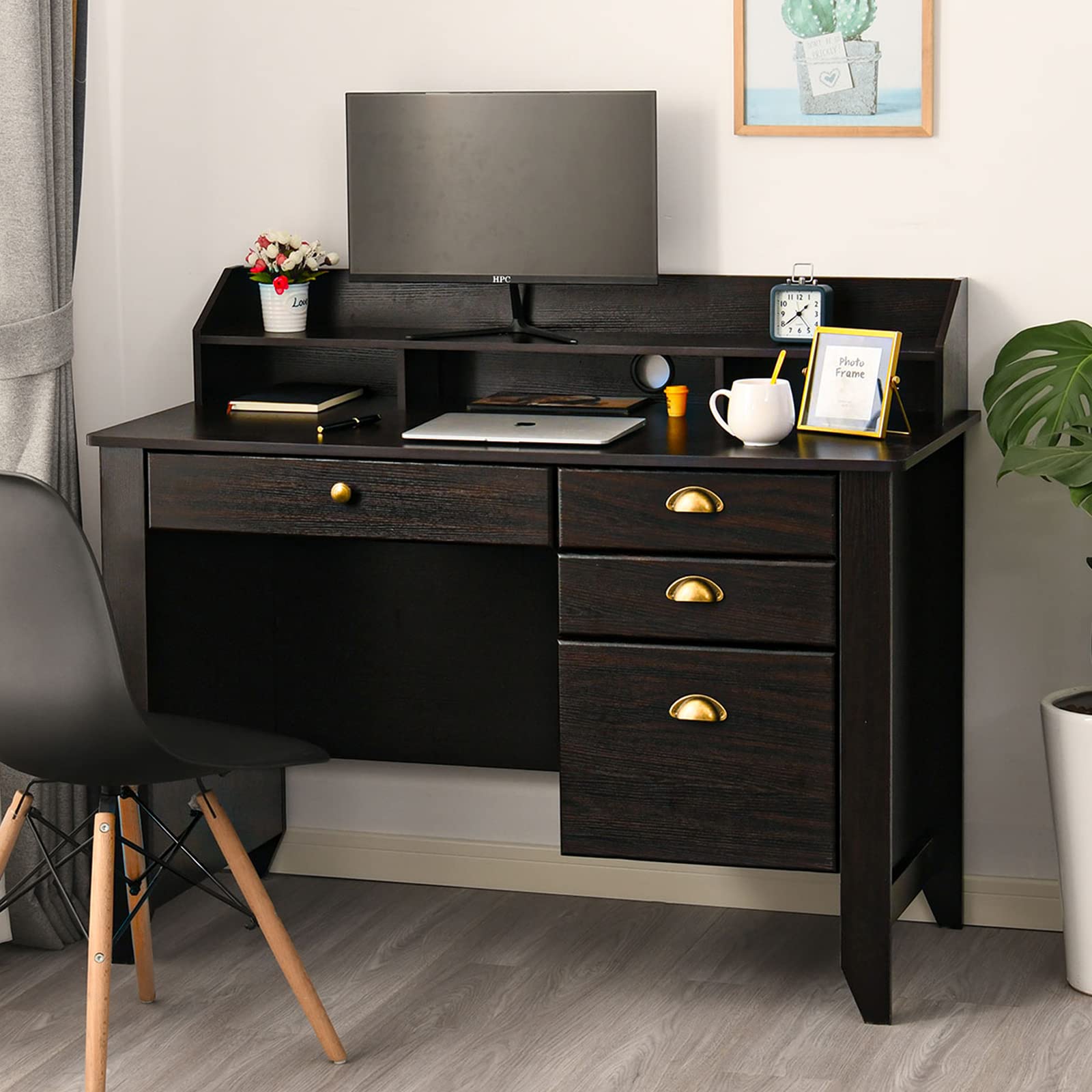 Catrimown Computer Desk with Drawers & Hutch - 47