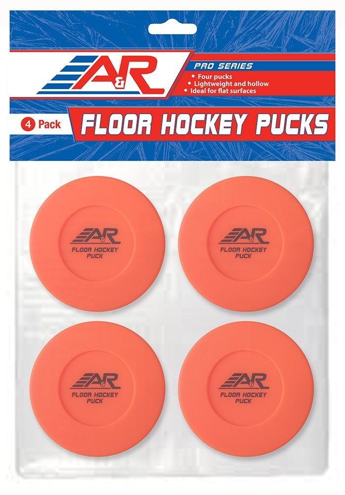 A&R Sports Floor Hockey Pucks - Pack of 4 - Durable Indoor & Outdoor Hockey Practice Pucks for Training, Games, and Gym Class Activities