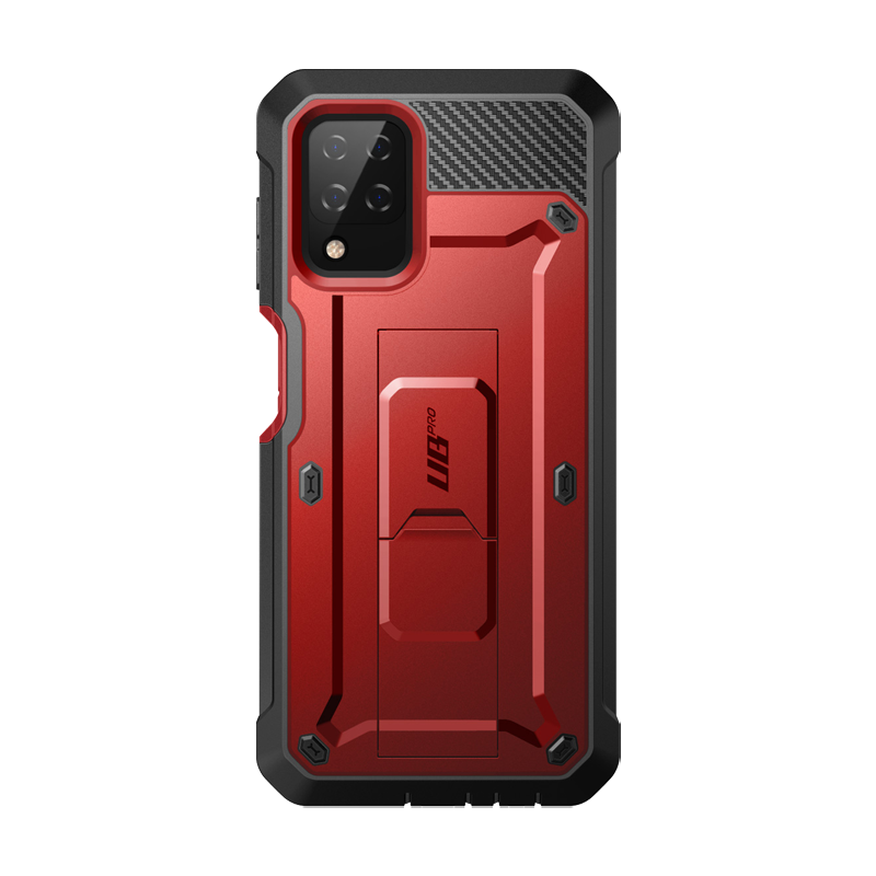 Samsung Galaxy A12 Unicorn Beetle Pro Rugged Holster Case - Shockproof Protective Cover with Belt Clip (Metallic Red) - Perfect for Construction, Outdoor Work & Extreme Sports
