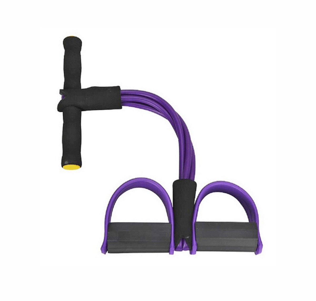 4-Tube Elastic Sit Up Pull Rope with Foot Pedal - Abdominal Exerciser Equipment for Core Strength Training, Home Gym & Yoga Fitness - Perfect for Home Workouts, Yoga Sessions & Fitness Enthusiasts