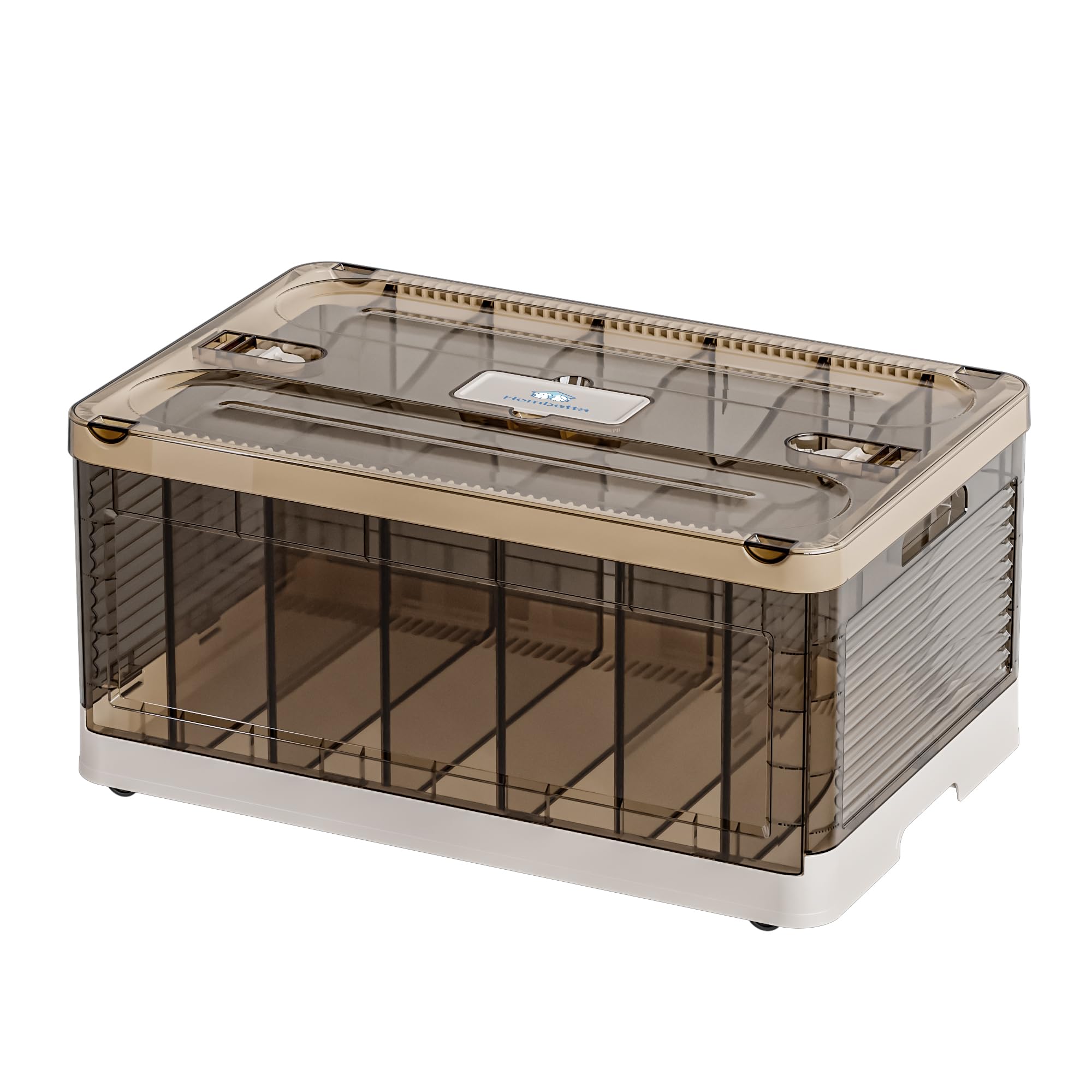 Hobetta Clear Plastic Storage Bins with Lids - Stackable, Collapsible & Lockable Storage Containers with Handles and Wheels for Home, Bedroom, Laundry Organization - Perfect for Closet Storage, Toy Organization & Seasonal Decor