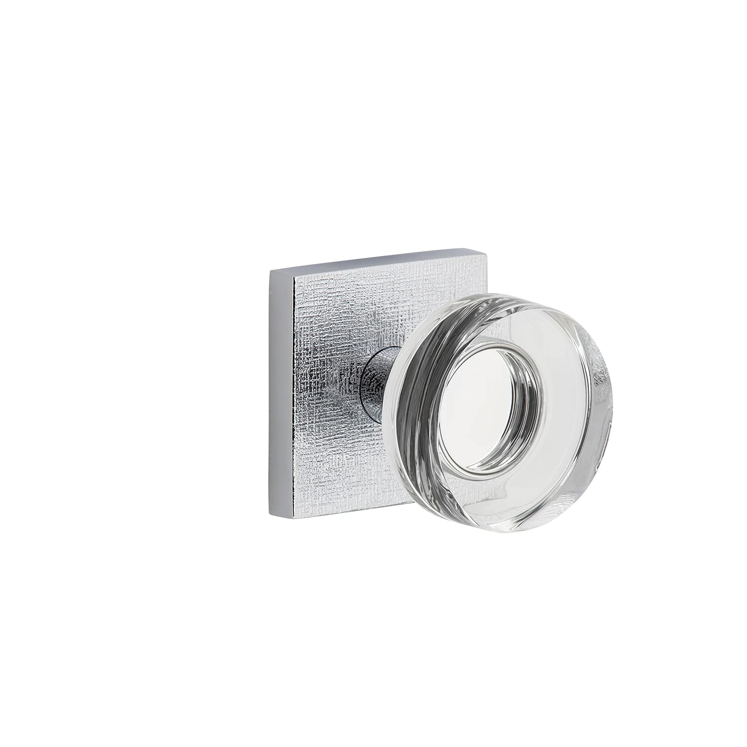 Universal Square Linen Rosette Passage with Crystal Knob in Bright Chrome - Perfect for Bedroom, Bathroom & Cabinet Door Handles
