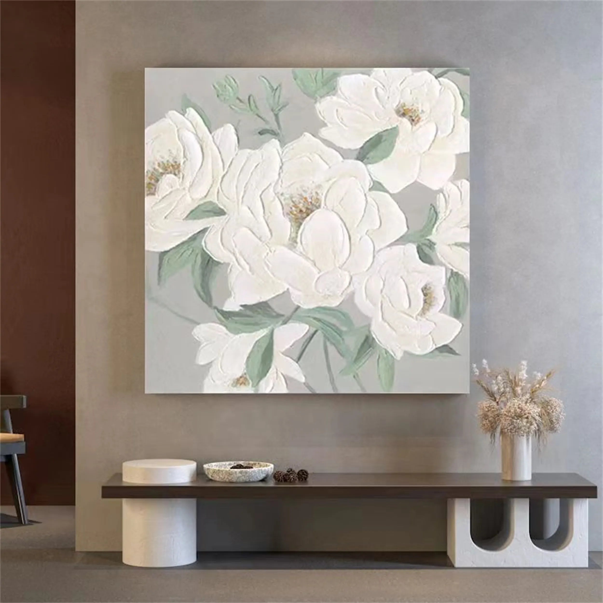Beautiful Flower and Tree Painting #FT060 - Handmade Canvas Art for Home Decor, Living Room, Bedroom & Office Wall