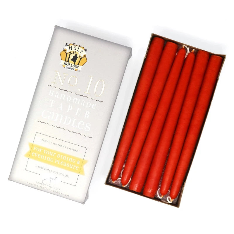 10 Sunspot Orange Taper Candles - Set of 2 Premium Beeswax Candles for Romantic Dinners, Wedding Decor & Holiday Centerpieces