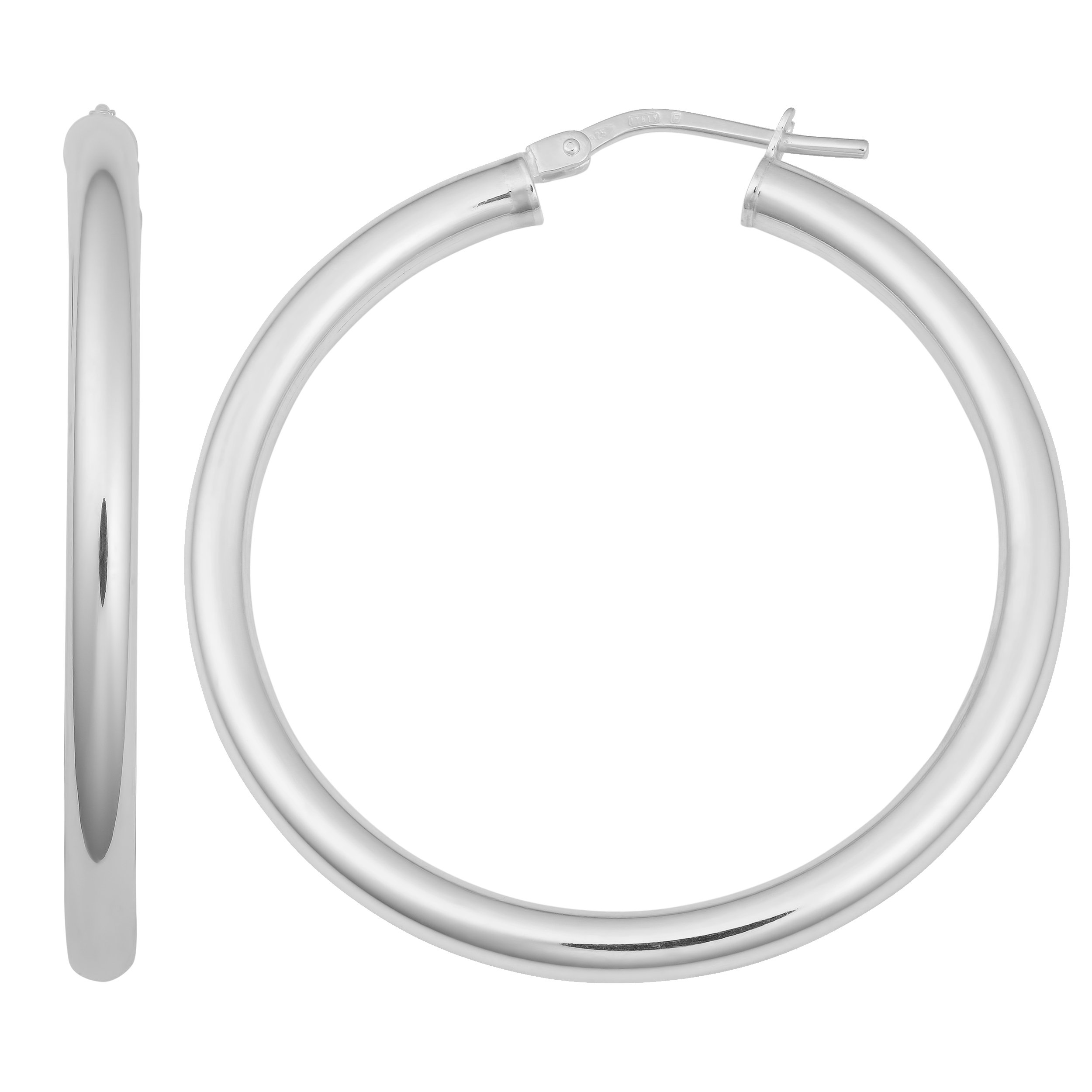Sterling Silver 3x30mm Round High Polish Hoop Earrings for Women - Hypoallergenic & Tarnish-Resistant Jewelry - Perfect for Everyday Wear, Parties & Gifts