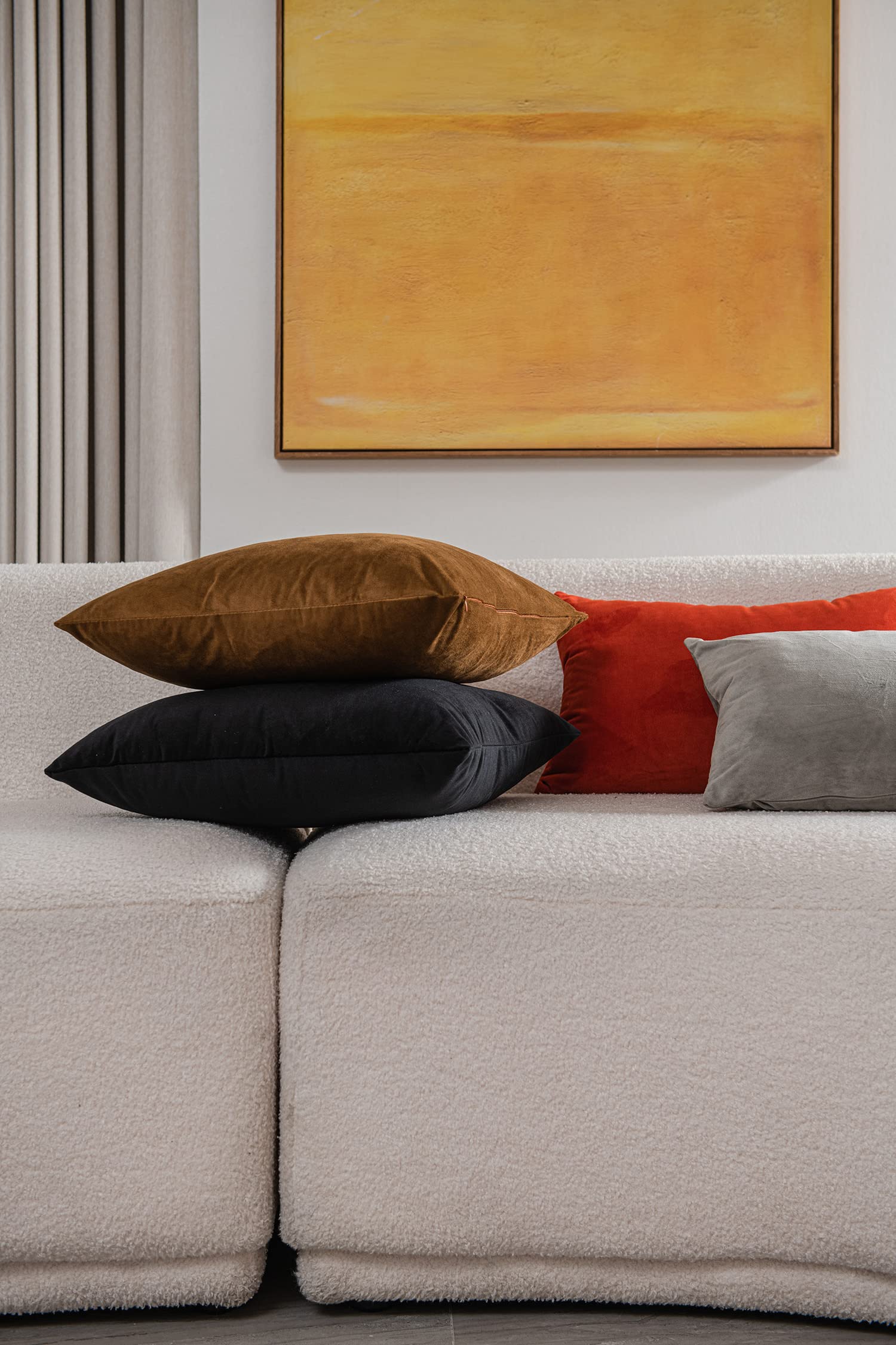 DEZENE 26x26 Inch Velvet Euro Pillow Covers - 2 Pack Soft Square Couch Pillow Shams for Living Room, Sofa & Bed - Cozy Oversized Throw Pillow Cases (Black) - Perfect for Home Decor, Lounge & Relaxation