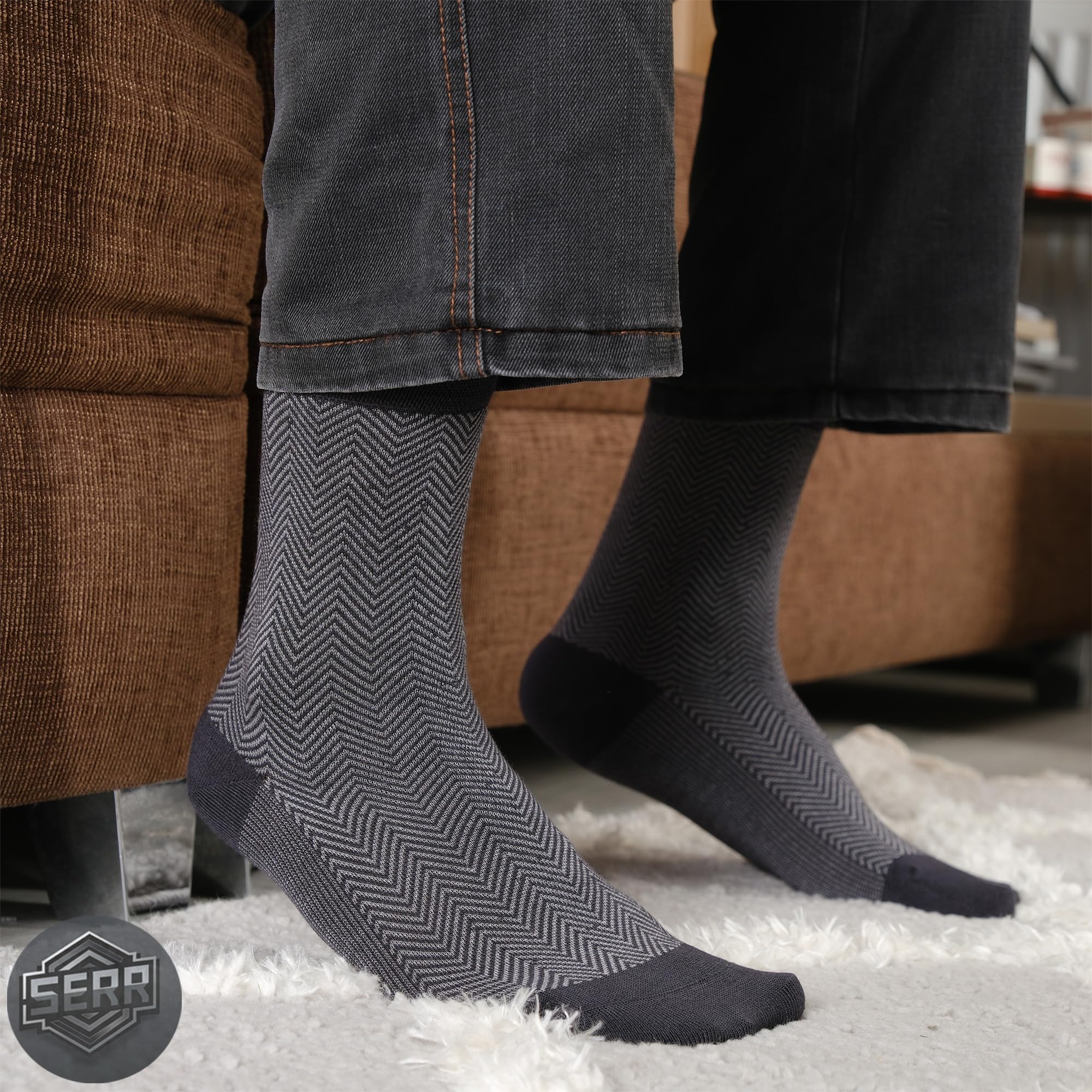 Premium Men's Dress Socks - 5 Pairs Rayon Bamboo Crew Socks for Business & Casual Wear - Breathable Comfort Socks with Gift Box - Ideal for Office, Weddings & Daily Use - Perfect Gift for Men