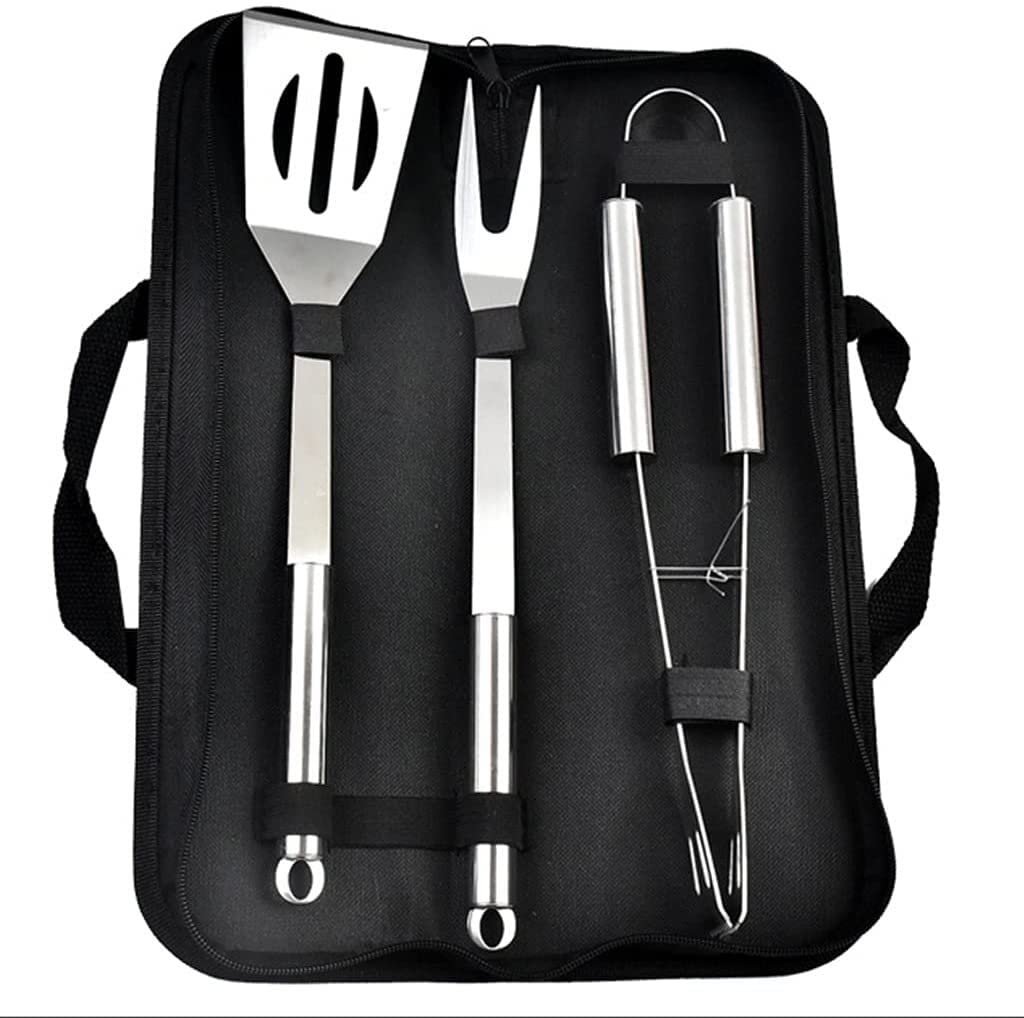 3-Piece Professional BBQ Grill Tools Set - Stainless Steel Grill Accessories for Chefs & Outdoor Cooking | Perfect for Backyard, Restaurant & Outdoor Kitchen BBQ Parties