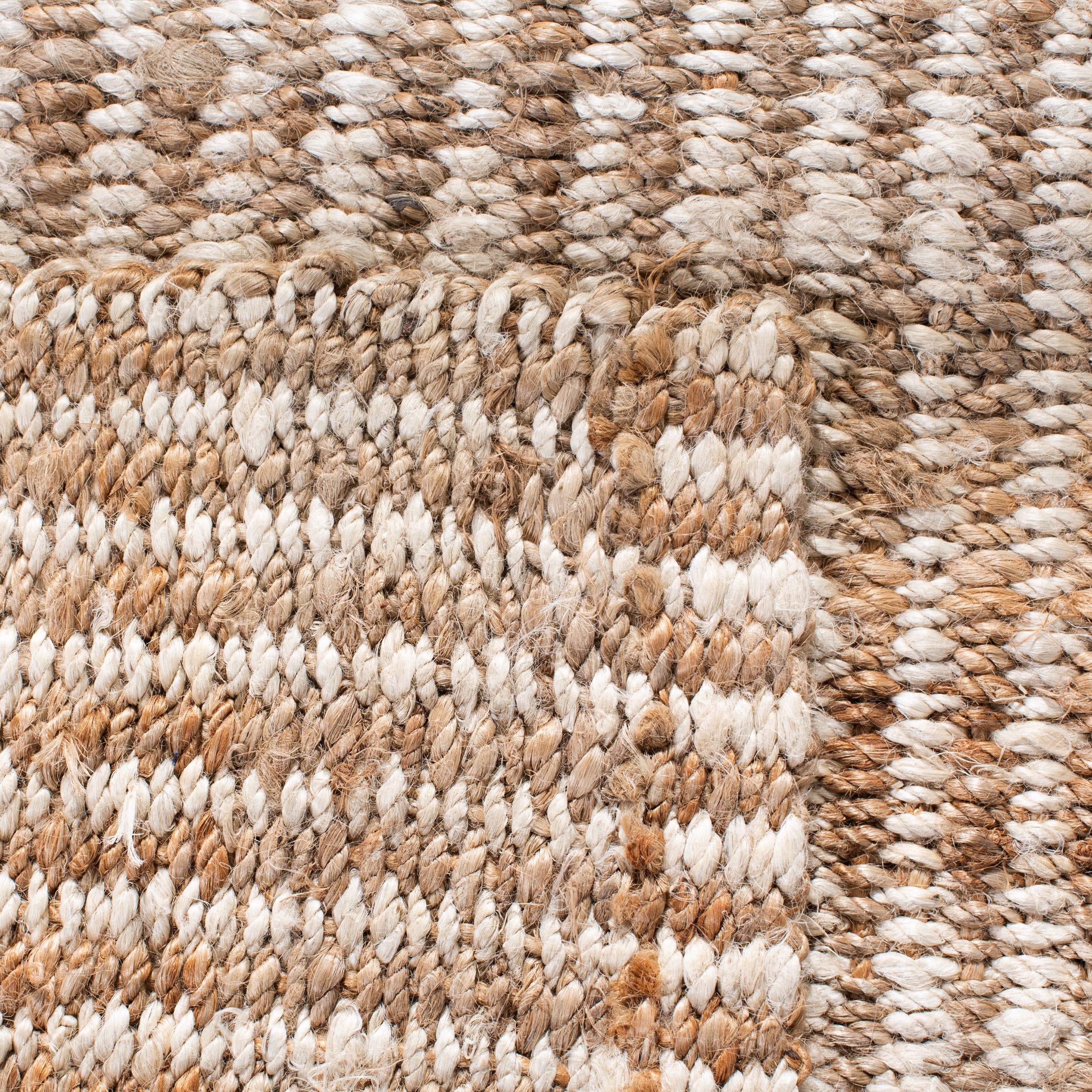 SAFAVIEH Natural Fiber Collection 7' Square Ivory NF734A Handmade Farmhouse Stripe Premium Jute Area Rug - Perfect for Living Room, Bedroom & Boho Home Decor