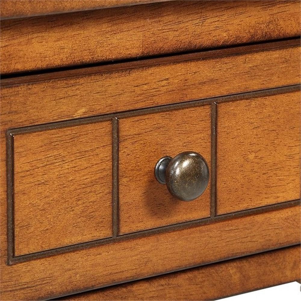 Pemberly Row Walnut Wood Accent End Table with Single Drawer - Traditional Style Nightstand for Bedroom, Living Room & Office