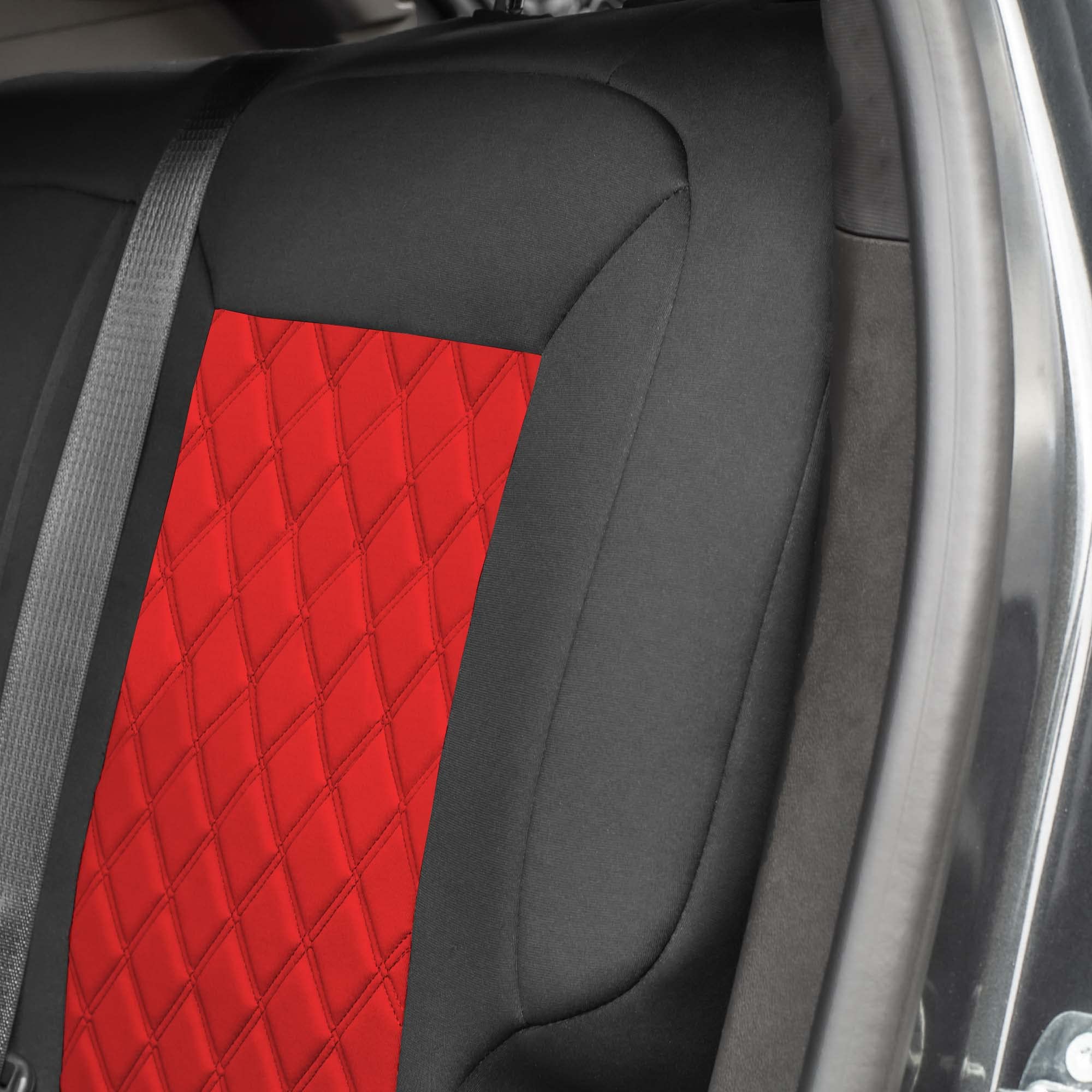 FH Group Custom Fit Car Seat Covers for 2018-2024 Chevy Equinox - Waterproof Neoprene Seat Protectors - Rear Set (Red) - Perfect for Road Trips, Pets & Spill Protection