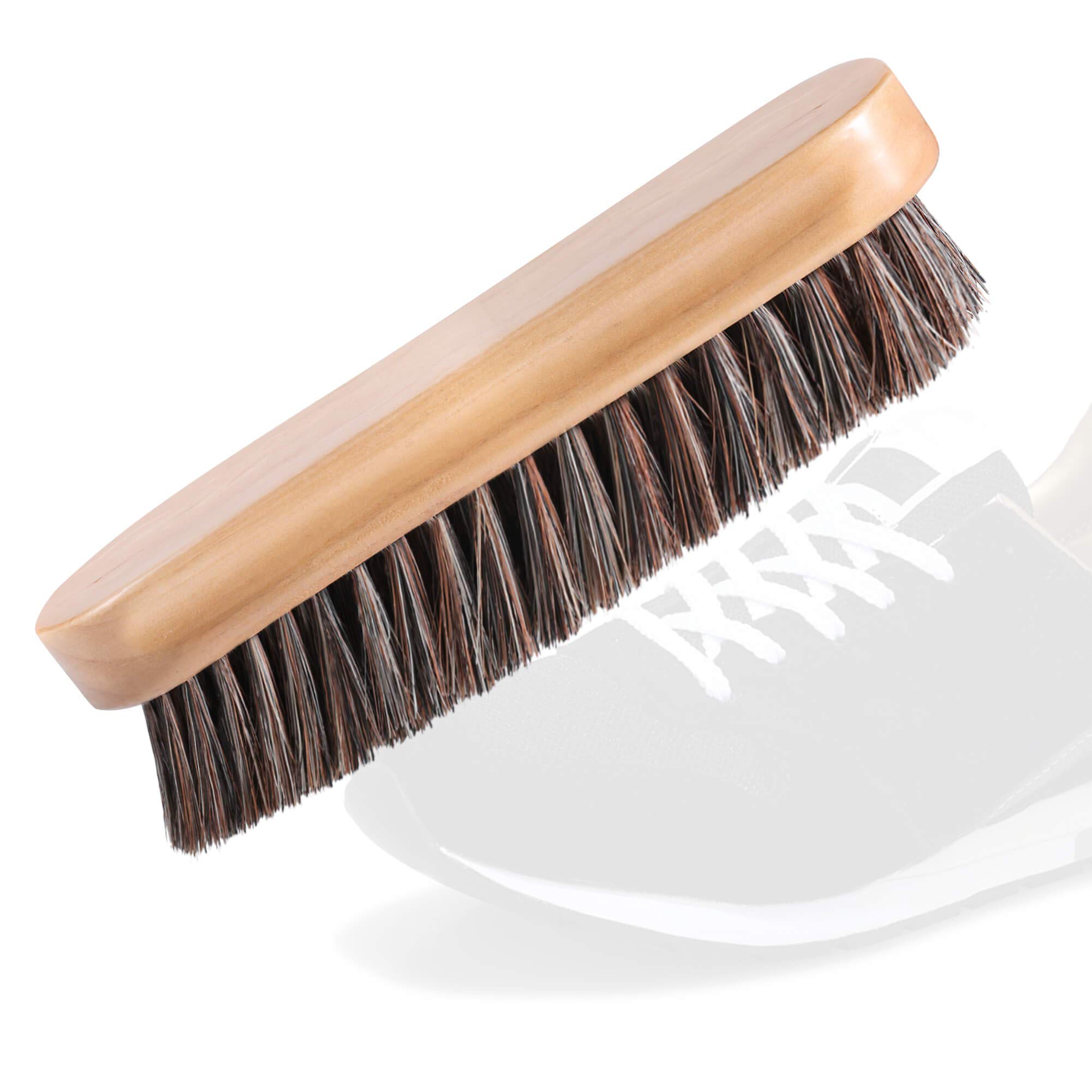 AMVONTZ Suede Shoe Brush - Natural Horsehair for Leather & Nubuck - Perfect for Sneaker Care