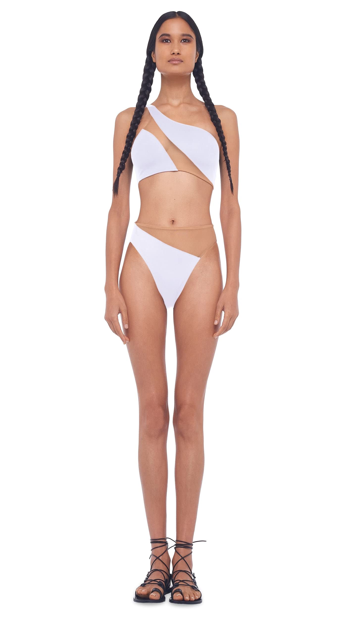 Norma Kamali Women's Snake Mesh Swim Bra - Sexy High Neck Bikini Top for Beach, Pool & Summer Vacations