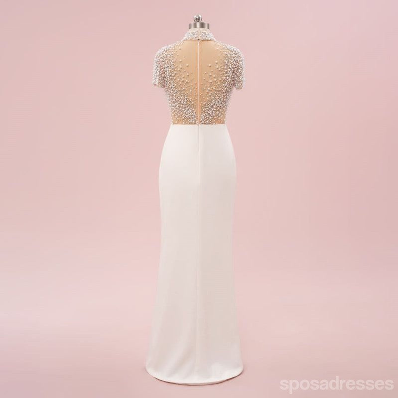 Elegant Beaded Sheath Short Sleeve Maxi Party Prom Dress - Formal Evening Gown for Women | Perfect for Weddings, Galas & Special Occasions