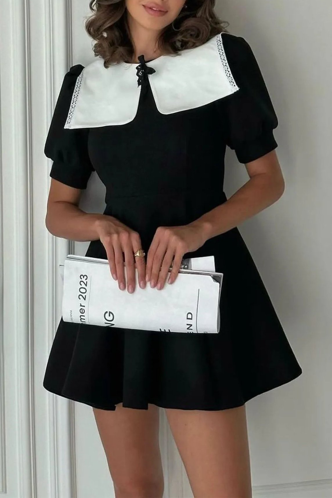 Chloe Doll Collar Puff Sleeve Mini Dress - Elegant Floral Summer Party Dress for Women, Perfect for Weddings, Dates & Special Occasions