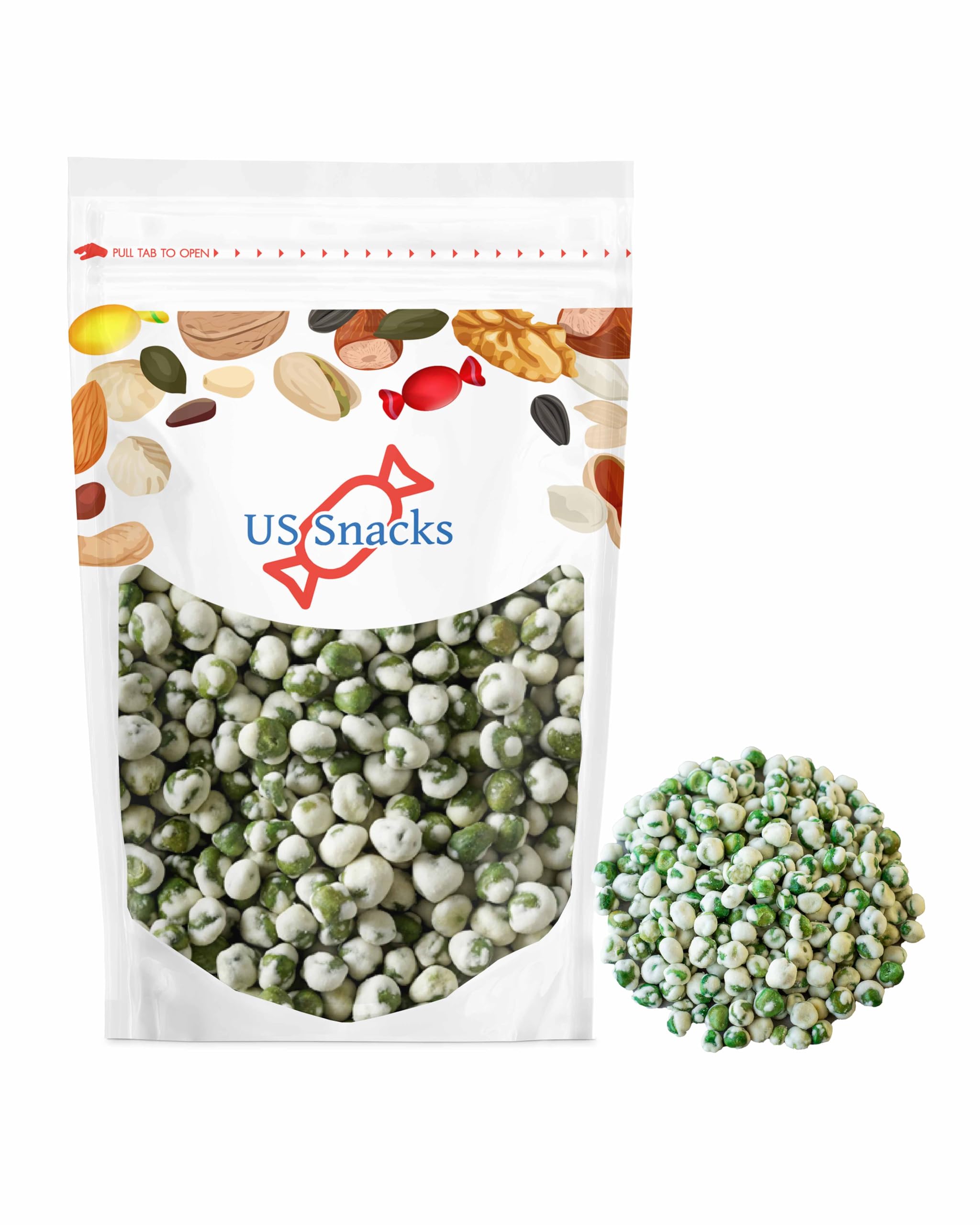 Crunchy Spicy Wasabi Peas - 1 Pound Bag of Wasabi Coated Green Peas - Perfect for Snacking, Parties & Asian Cuisine - US Made Premium Snack Food