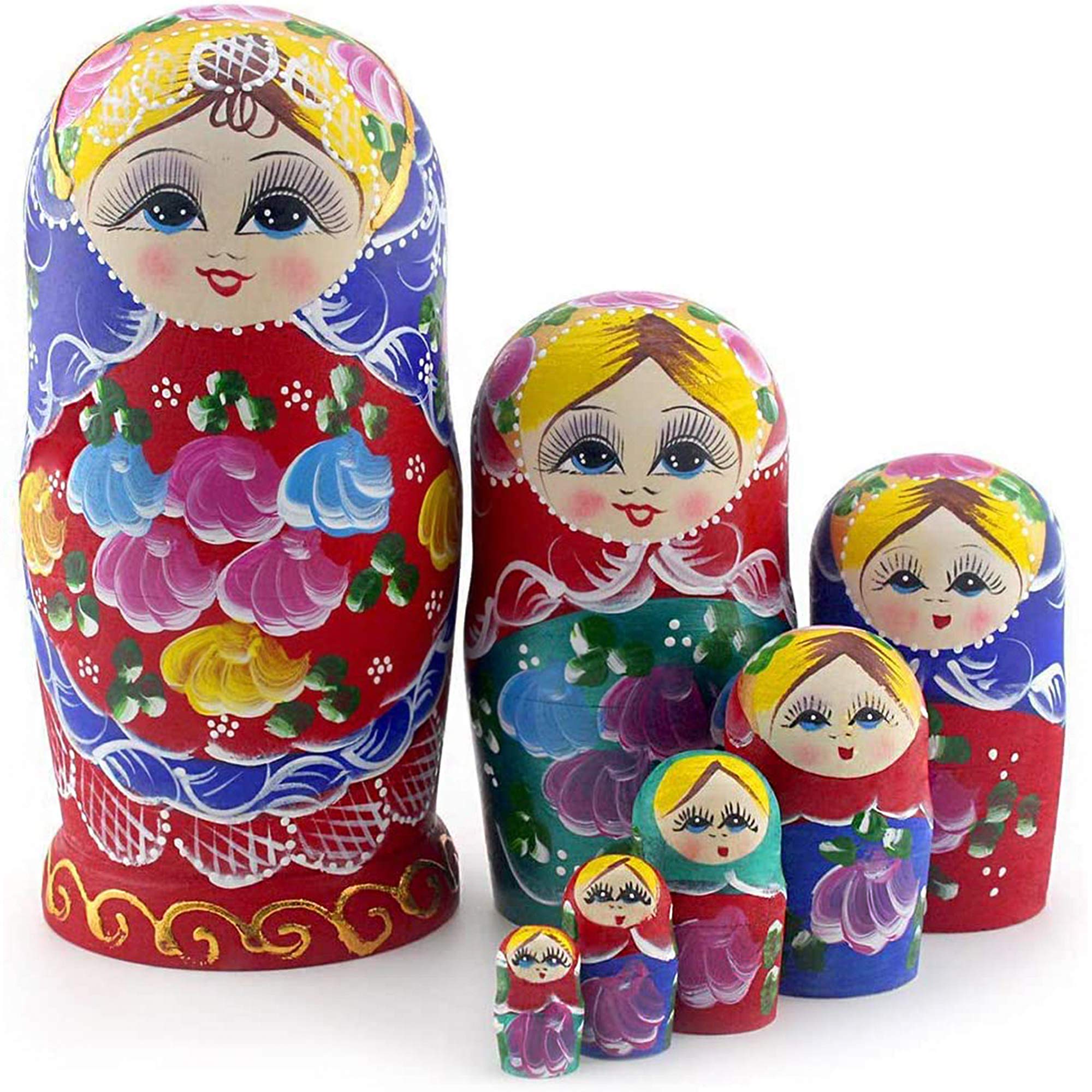Handmade Russian Nesting Dolls Set of 7 - Wooden Matryoshka Stacking Toys for Kids & Adults | Easter, Mother's Day, Birthday, Christmas Gift | Home Decor & Room Decoration | Perfect for Playtime, Collecting & Holiday Gifting