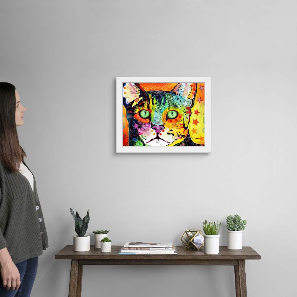 Elegant Straight Cat White Framed Art Print - Premium Cat Artwork for Home Decor, Office Wall Art & Gift Ideas