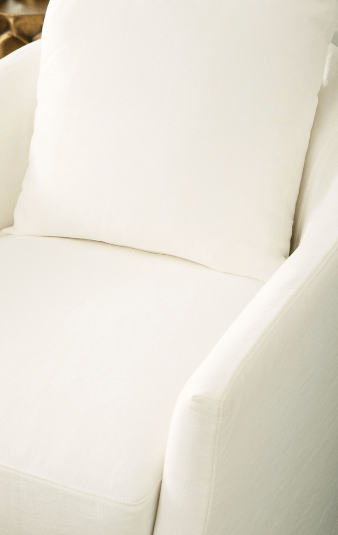 Santa Monica Slipcovered Swivel Chair - Modern Upholstered Accent Chair with 360° Rotation for Living Room, Bedroom, or Office - Comfortable & Stylish Home Decor Furniture