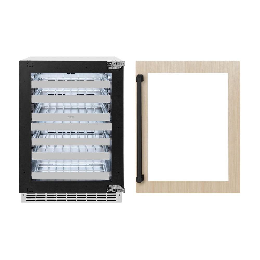 ZLINE Autograph Edition 24 Inch Touchstone Dual Zone 44 Bottle Wine Cooler with Panel Ready Glass Door - Matte Black Handle (RWDPOZ 24 MB) - Perfect for Home Bars, Wine Cellars, and Entertaining Spaces