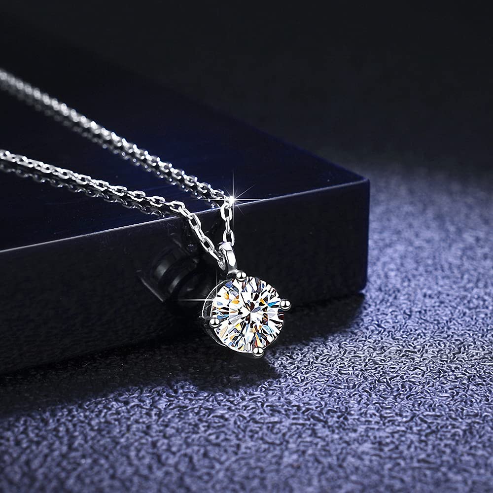 1CT Moissanite Diamond Pendant Necklace for Women - D Color VVS1 Clarity 925 Sterling Silver Jewelry | Elegant Wedding, Birthday & Anniversary Gift for Her | Perfect for Bridal, Date Night & Special Occasions