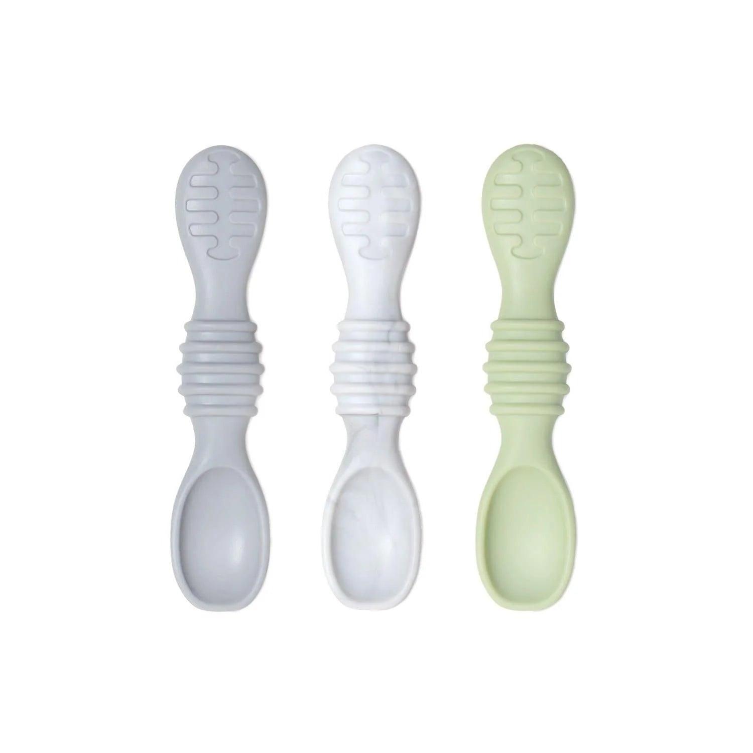 Bumkins Silicone Dipping Spoons Set of 3 - BPA-Free Baby Feeding Utensils for Purees, Yogurt & Snacks - Dishwasher Safe Toddler Spoon for Easy Cleaning