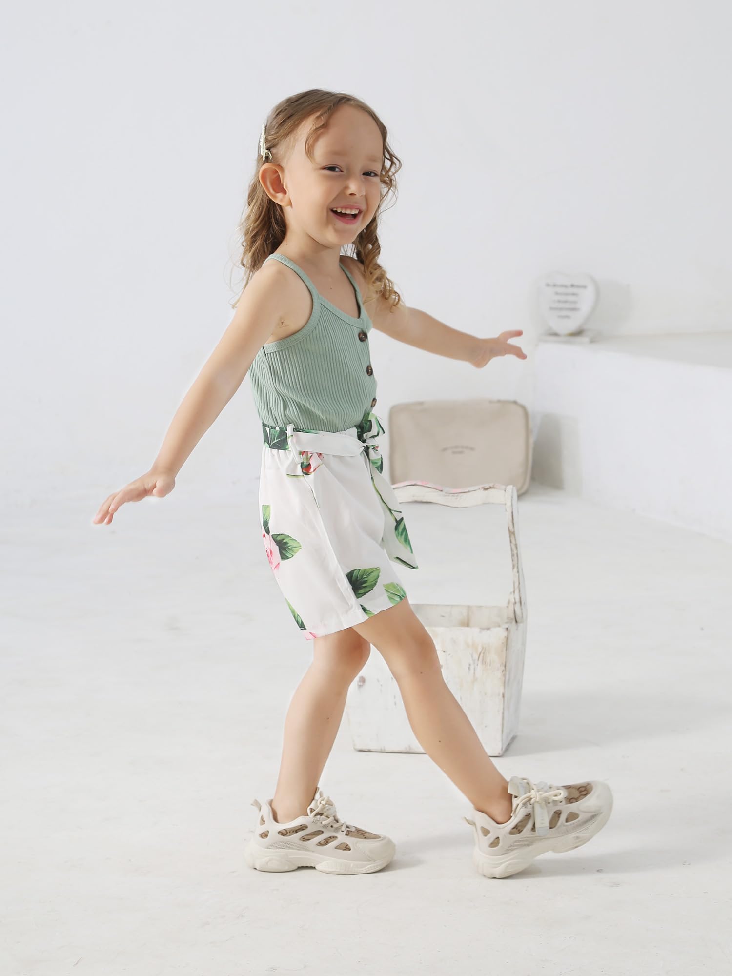 Adorable Floral Toddler Baby Girl Romper - Summer Sling Jumpsuit & Playsuit One-Piece Outfit | Perfect for Playdates, Beach Trips & Family Photos
