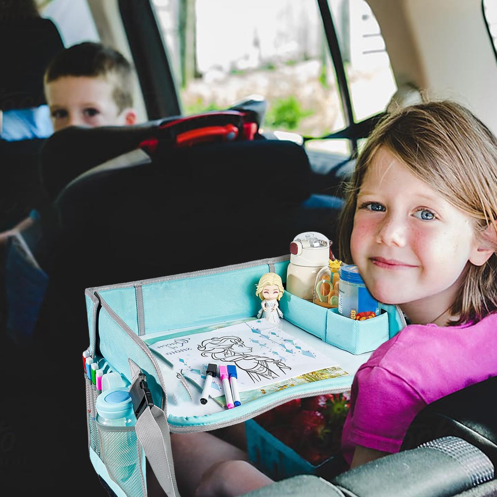 Portable Kids Car Seat Tray - Toddler Travel Snack & Activity Tray for Strollers, Airplanes & Road Trips | Durable Lap Tray for Eating, Drawing & Playing On-The-Go | Perfect for Toddlers 1-5 Years Old