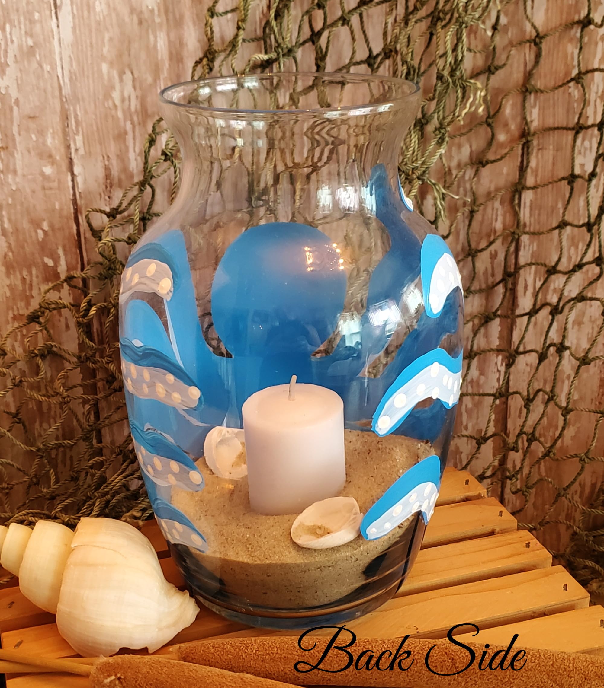 Hand Painted Blue Octopus Ceramic Vase - Unique Beach Themed Home Decor, Nautical Table Centerpiece for Wedding, Housewarming Gift - Perfect for Coastal Living Rooms, Ocean-Inspired Weddings & Seaside Home Accents