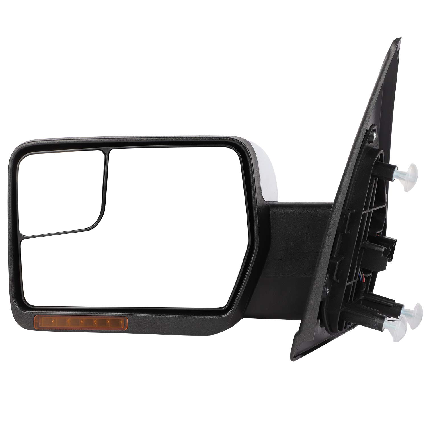 Ford F-150 Towing Mirrors (2004-2014) - Power Heated Side Mirrors with Turn Signal & Puddle Lights | Chrome Cap & Manual Folding | Left & Right Set | Enhanced Visibility for Safe Towing & Night Driving