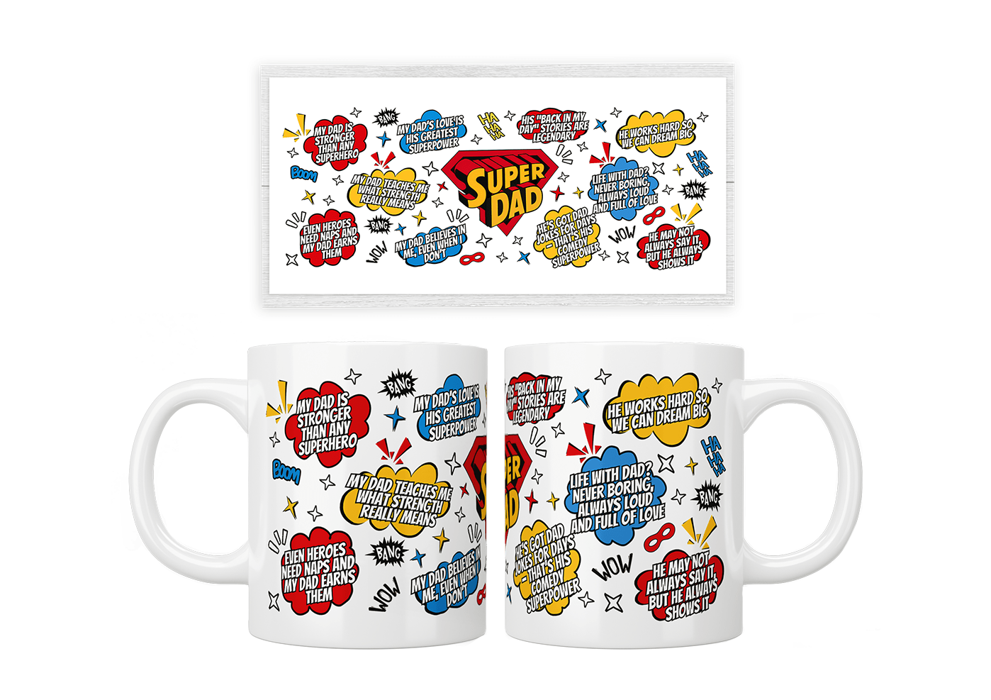 Funny Super Dad Comic Style Coffee Mug - Perfect Gift for Father's Day, Birthday & Office Use