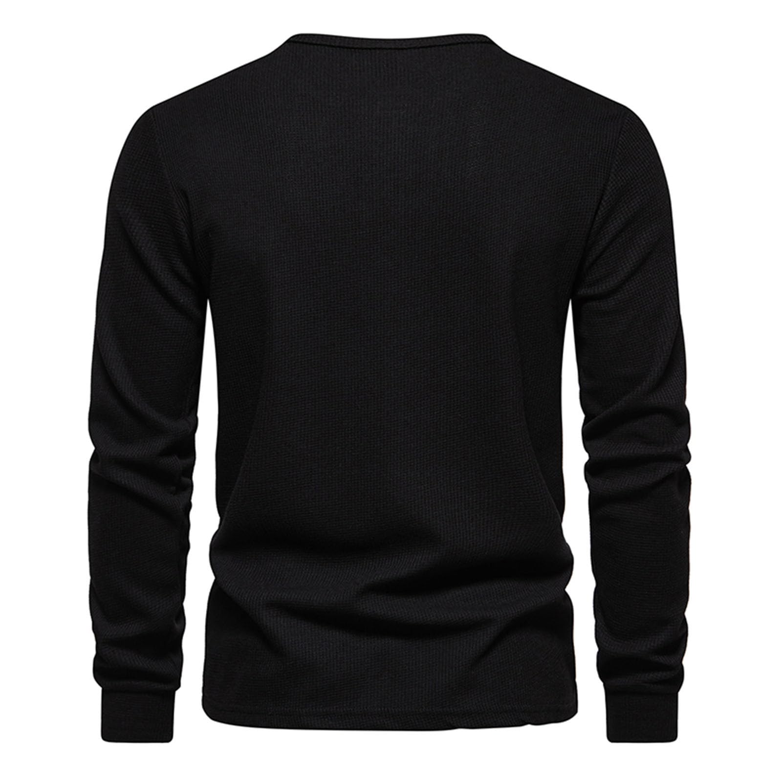Men's Waffle Knit V-Neck Button Up Henley Shirt - Lightweight Long Sleeve Pullover Sweater for Winter Fashion | Casual Wear, Layering, Office & Outdoor Activities
