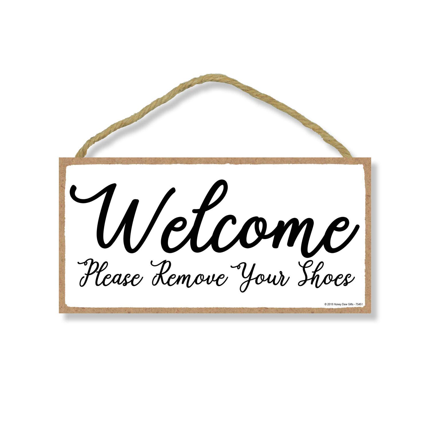 Honey Dew Gifts White Welcome Sign - 5x10 Inch Wood Wall Art for Home Decor | Perfect for Entryway & Farmhouse Style