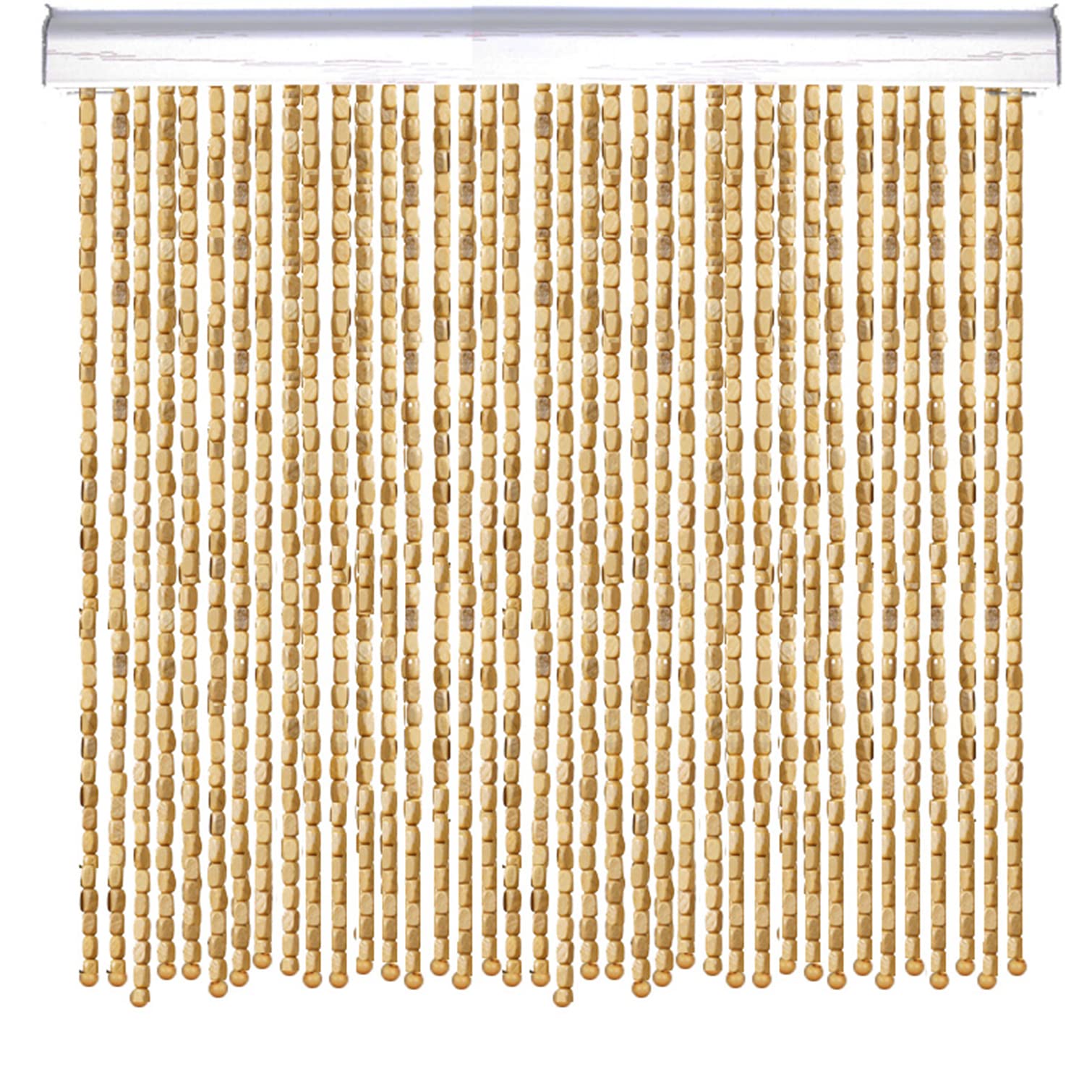 Natural Wood Beaded Curtain - Handmade Bamboo Wood Door Hanging Beads for Summer Fly Screen & Room Divider - Eco-Friendly Home Decor for Doorways, Windows (47x83 inches) - Perfect for Boho Decor, Patio Doors & Bedroom Partitions
