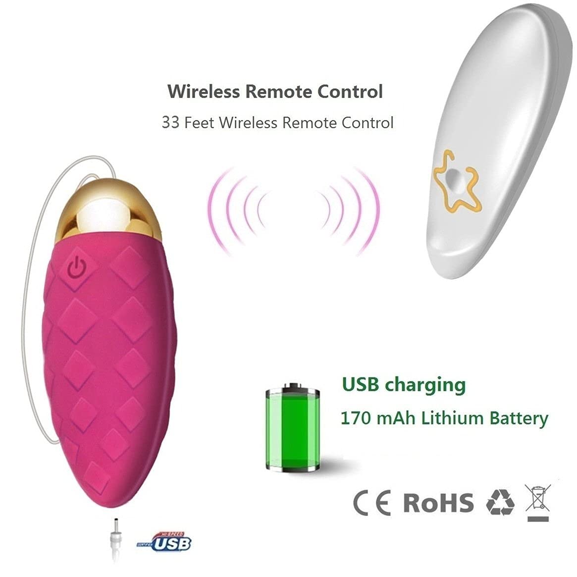 Premium Bullet Vibrator & Love Eggs - Powerful G-Spot Stimulator for Women, Rechargeable Adult Sex Toy for Couples Play & Solo Pleasure - Perfect for Bedroom Fun, Travel & Discreet Personal Use