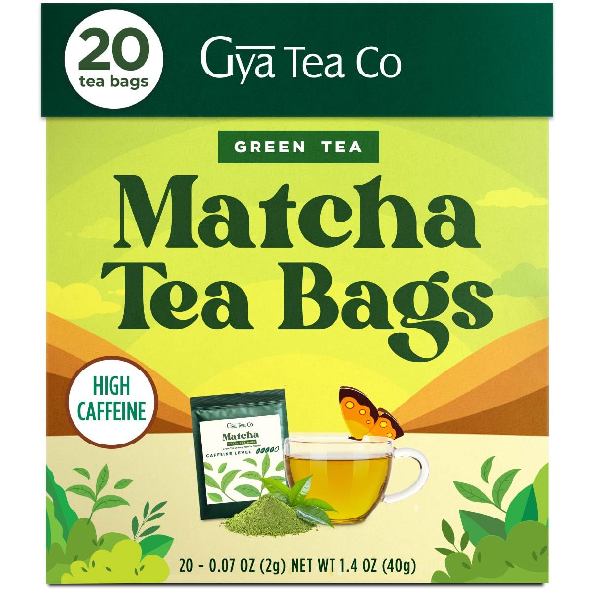 Organic Matcha Green Tea Bags (20 Count) - High Caffeine Japanese Matcha Powder for Energy Boost & Digestive Health | Morning Drink, Iced Tea, Smoothie Ingredient & Wellness Beverage