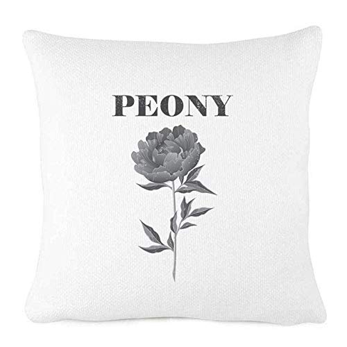 Farmhouse Throw Pillow Cover 20x20 Inch - Peony Flower Design Decorative Pillow Case for Couch, Sofa & Bed - Soft White Home Decor Accent for Living Room, Bedroom & Nursery