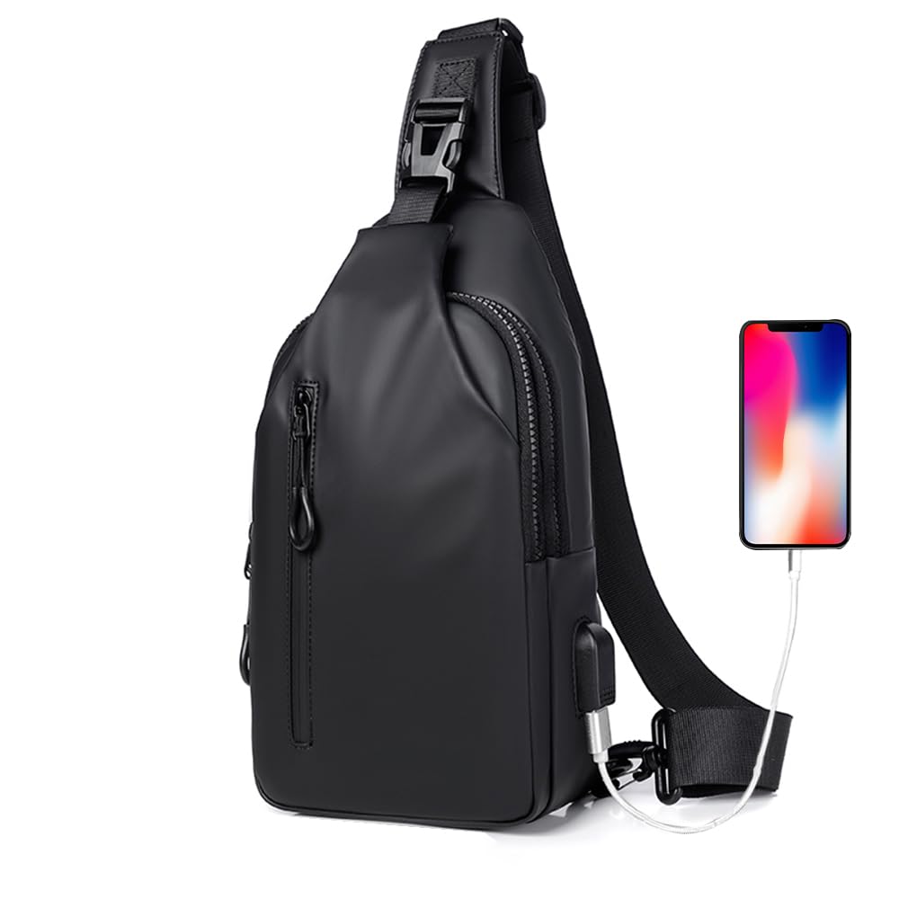 Lightweight Waterproof Crossbody Sling Backpack - Compact Chest Shoulder Bag for Men & Women (Black) | Perfect for Travel, Hiking, Gym & Everyday Use