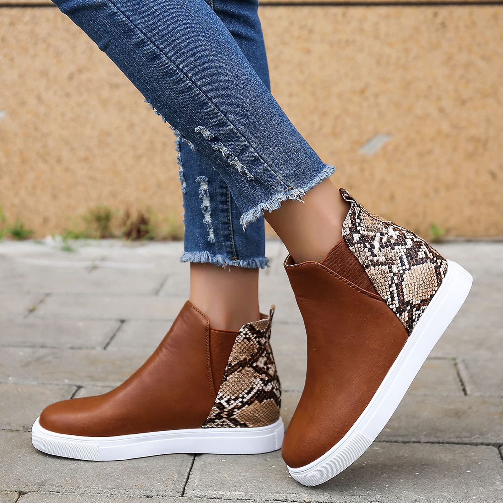 Women's High Top Fashion Sneakers - Serpentine Print Slip On Shoes with Breathable Round Toe | Casual Wear, Street Style & Everyday Comfort