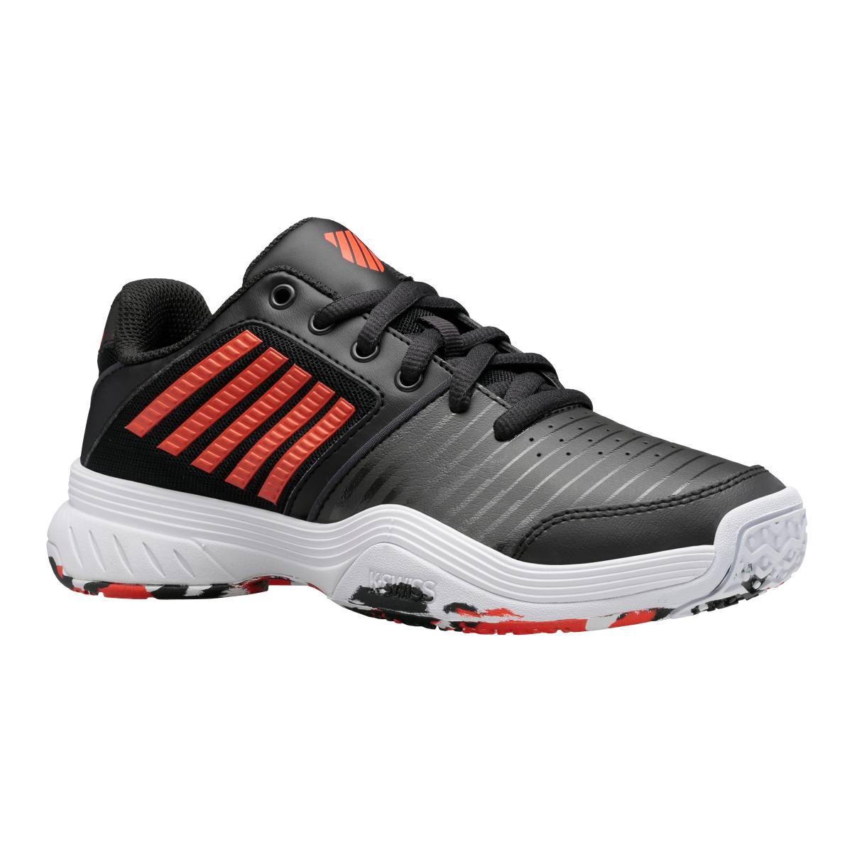 K Swiss Court Express OMNI Junior Tennis Shoes for Kids - Black/White/Orange - Lightweight & Durable for Court Play, Training & Casual Wear