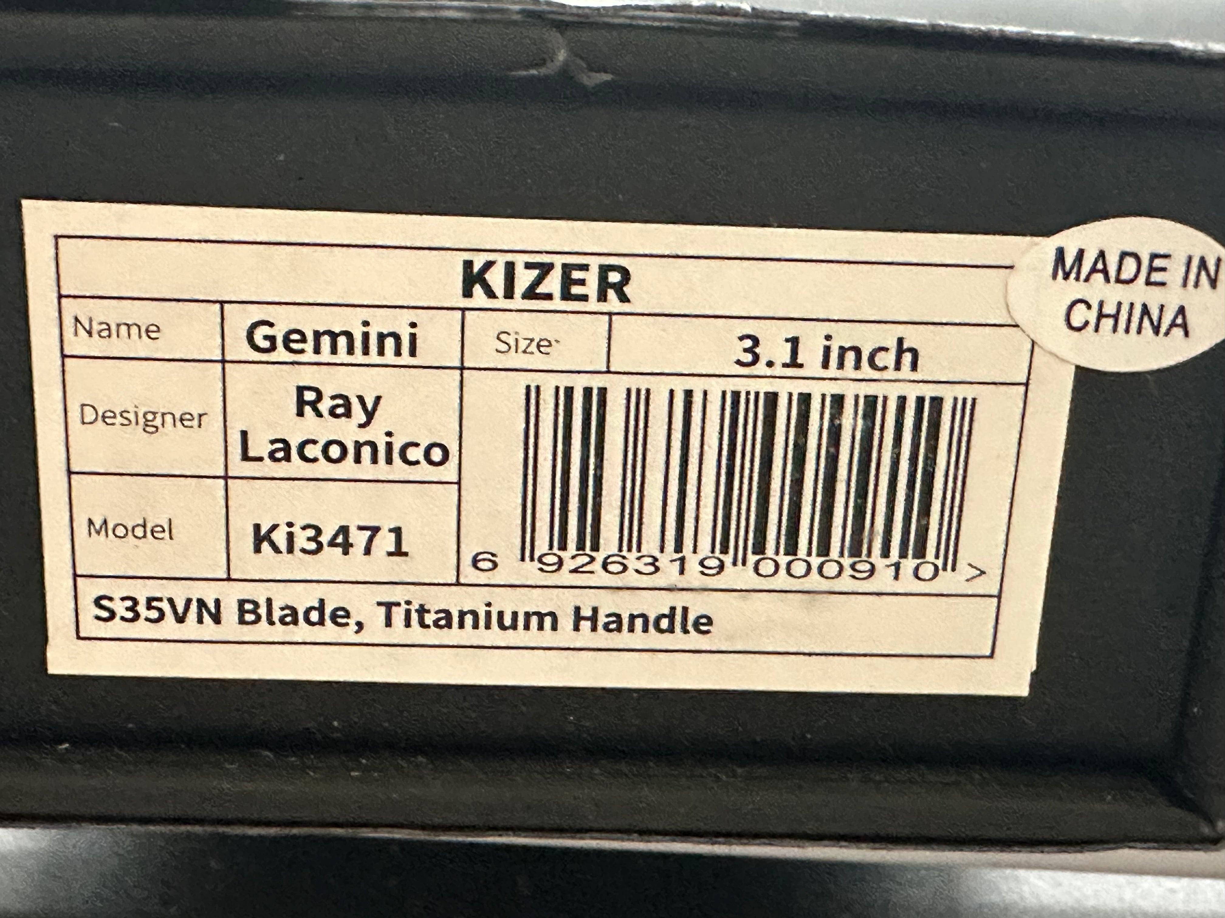 Kizer Laconico Gemini Frame Lock Folding Knife - 3.125